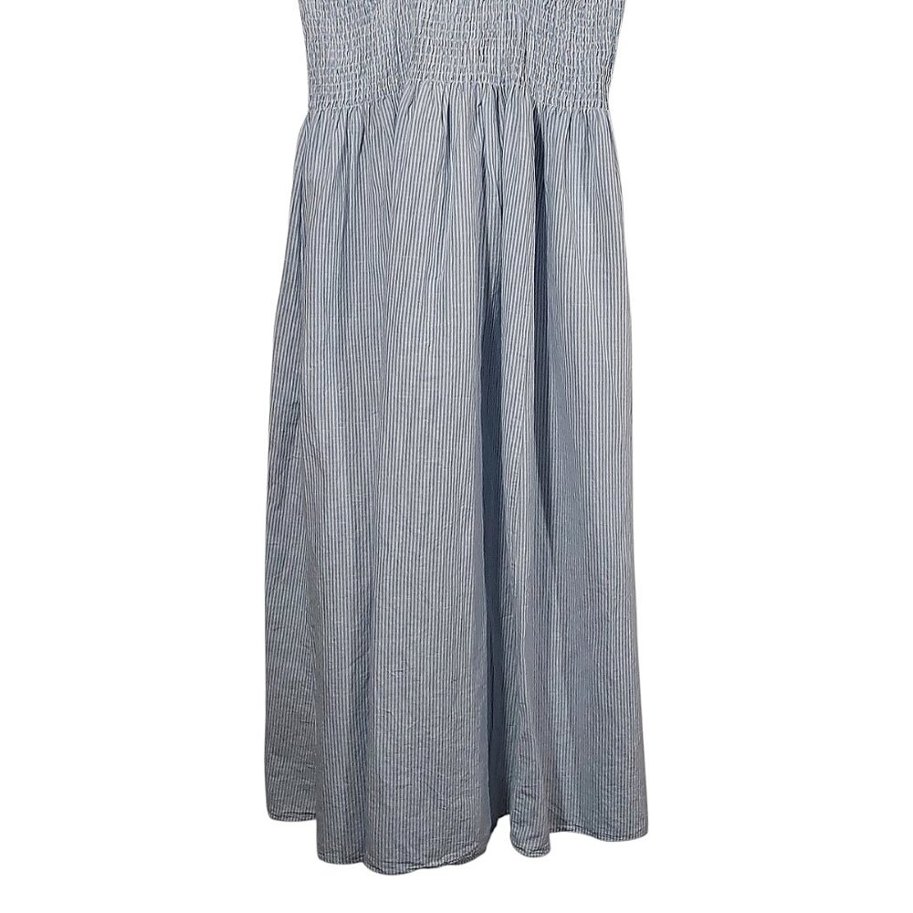 NWT J. Crew Linen/Cotton Smocked Bodice Blue Pinstripe Summer Sundress - XXL - Picture 7 of 10